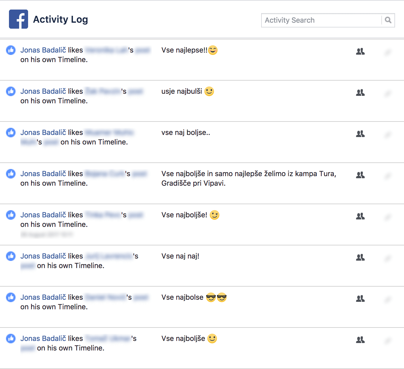 Auto-liking my posts