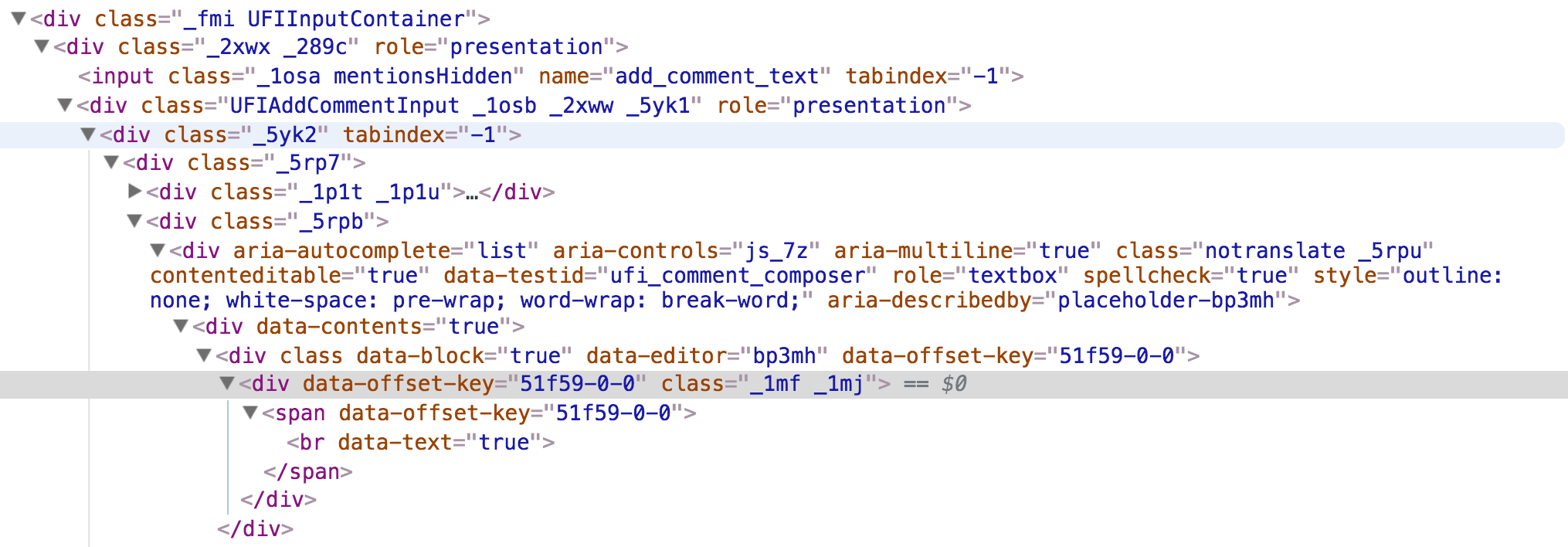 DOM of comment component